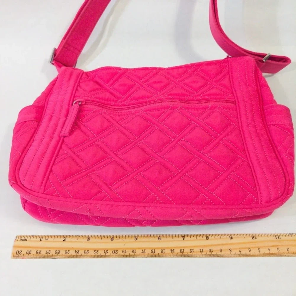 Vera Bradley Fuchsia Pink Quilted Microfiber Crossbody Shoulder Bag Adjustable